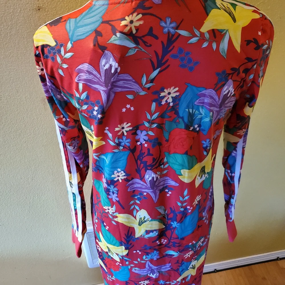 Adidas Floral Red Midi Dress - Picture 5 of 6